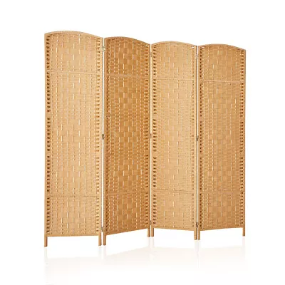 4 Panel Room Divider Weave Fiber Privacy Folding Screen Freestanding Light Beige • $59.99