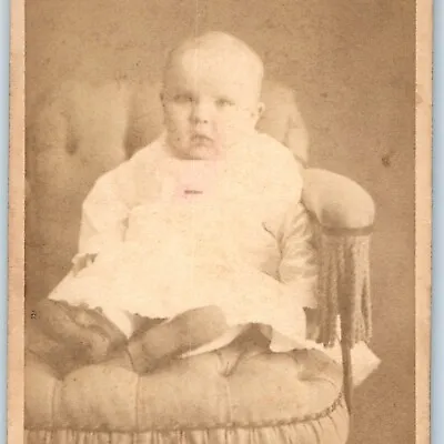 $13.50 • Buy C1870s Chicago Cute Baby Boy Dress Sit In Chair CdV Photo Card Rohde Schutz H10
