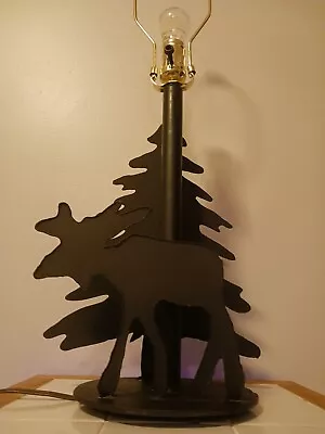 Lone Moose And Pine Tree Metal Novelty Table Lamp 17.5  Tall.  • $149