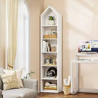 6-Tier 73  Tall Narrow Bookcase Bookshelf Open Storage Display Rack Living Room • $65.99