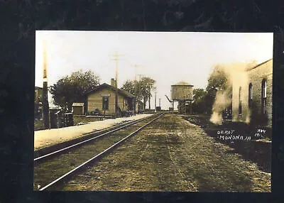 Real Photo Monona Iowa Railroad Depot Train Station Tank Postcard Copy • $11.99