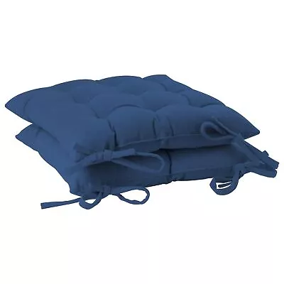 2x Square Dining Chair Seat Cushions Cotton Polyester Outdoor Dining 40cm Blue • $35.80