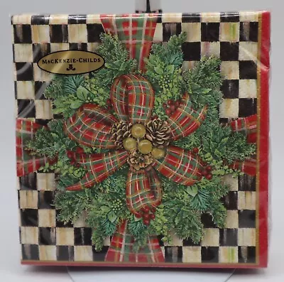 Mackenzie Childs Paper COCKTAIL Beverage Napkins EVERGREEN  Christmas Holiday • $39.99