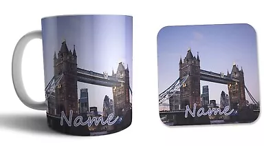 Personalised London Bridge Mug And Coaster Gift Set Christmas Birthday  • £15.95