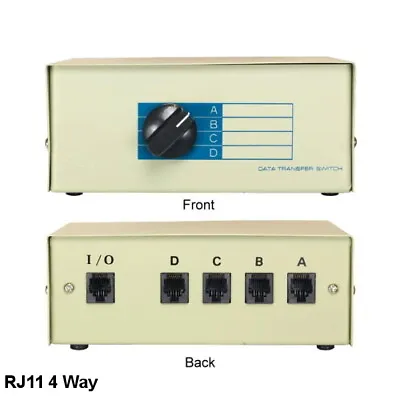 Kentek 4-Way RJ11 Manual Data Transfer Switch Box Phone Jack 11 Pin Modem Fax • $26.28