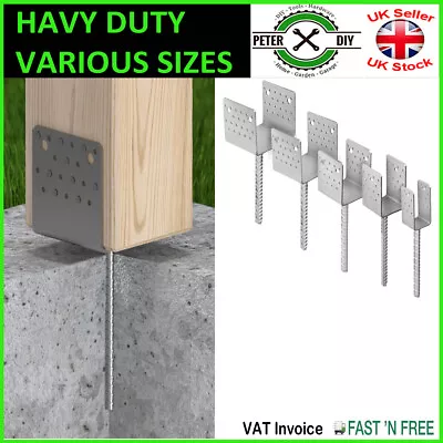 Heavy Duty Galvanised ( U Wide Shape) Post Fence Foot Anchors 5 Sizes Thick: 4mm • £9.97