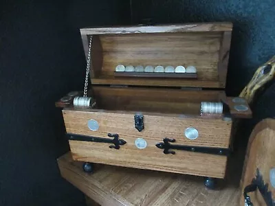  Silver Morgan & Peace Dollars Hand Made  Treasure Chest Pirate Chest With 76 $ • $4800