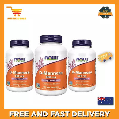 Foods D-Mannose Healthy Urinary Tract 500 Mg 120 Veg Capsules (Pack Of 3) • $111.39