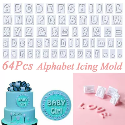 64 Alphabet Icing Mould Cookie Cake Decorating Mold Number Cutter Letter Fondant • £5.99