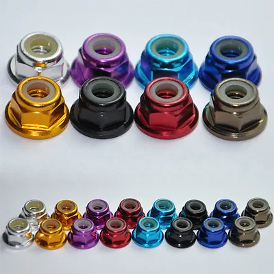 M2 M3 M4 M5 Aluminum Flanged Nylon Lock Nut X 10 Purple Blue Red Gold Pinks Gree • $6.68