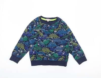 £4 • Buy BlueZoo Boys Blue Geometric Cotton Pullover Sweatshirt Size 3-4 Years - Dinosaur