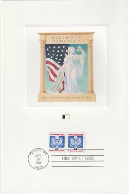 1991 USA FDC - Allegory Of America - Proofcard Edition - 2 X 29 Cent Stamps • $7.95