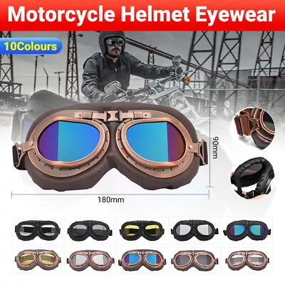 Vintage Pilot Motorcycle Racing Goggles Aviator Retro ATV UTV Dirt Bike Eyewear • $13.88