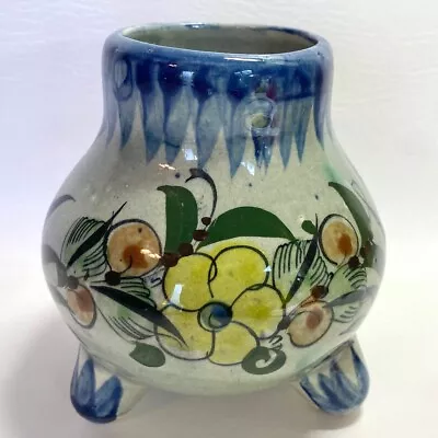 Vintage Tonala Hand Painted Mexican Pottery Vase Signed CAT Tonala Mexico #348 • $24.75