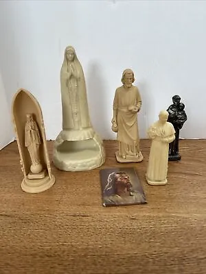 Lot Of Vintage Religious Statues Lady Fatima St Joseph Pope St Anthony Mary • $44.99