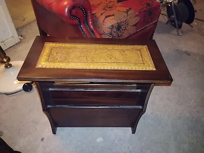 Vintage Wood And Brown Leather Top Magazine Rack Side Coffee Table Deliv Poss  • £85