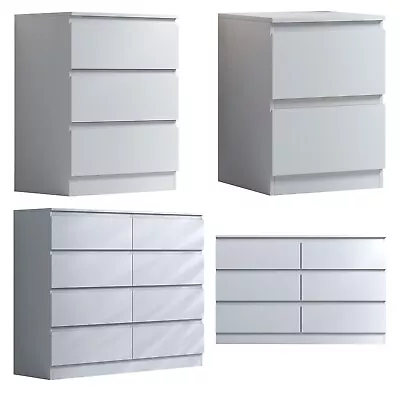 £143.99 • Buy Chest Of Drawers Matt White Finish Modern Bedroom Furniture New No Handle Design
