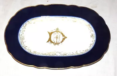 J. Pouyat Limoges France 16 X 10.3/4 Platter - Cobalt & Gold - Monogrammed IDH • $25