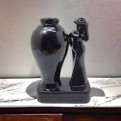 Haeger Black Vase With Woman MCM Vintage Ceramic • $18.54