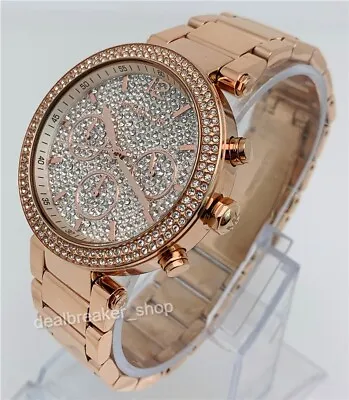 $159 • Buy Michael Kors Parker MK5857 Rose Gold 39mm Crystals Bezel & Dial Ladies Watch