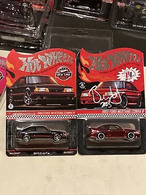 Hot Wheels RLC 1993 Ford Mustang Cobra R Red Black Designer Signature Brendon • $99.95