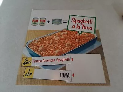 VTG 1953 Grocery Store Franco American Spaghetti A La Tuna Sign 15  X 13  • $29.88