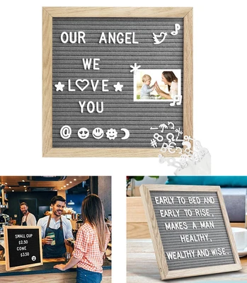 £15.99 • Buy Felt Letter Board Wooden Message Board 10x10IN Oak Frame Assortd Colours Vintage