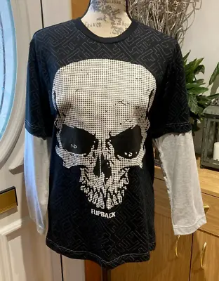 £9.99 • Buy Boys Girls Womens Flipback Skateboarders Skull Long Sleeved T-Shirt Age 13-14