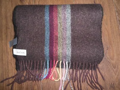 Paul Smith 100% Cashmere Brown & Multi Scarf - 10  X 60  - Made In England • $40