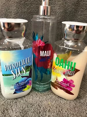 3 Lotion Spray Bath Body Works-Honolulu Sun Oahu Coconut Sunset Maui Mango Surf • $59