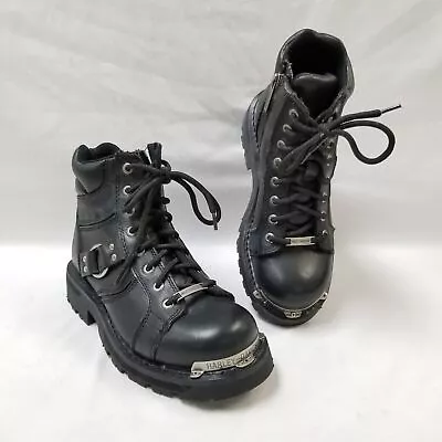 Harley Davidson #84189 Black Leather Biker Motorcycle Boots Men's Size 6.5 • $27