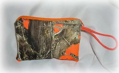 Mossy Oak Break Up Real Tree Camo Camouflage Wristlet Coin Purse Blaze Orange • $15