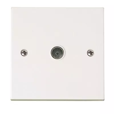 White Coax Outlet Coaxial TV Point Television Aerial Wall Plate Socket & Screws  • £4.59