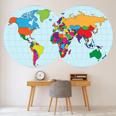 World Map Globe Wall Sticker WS-45457 • £11.98
