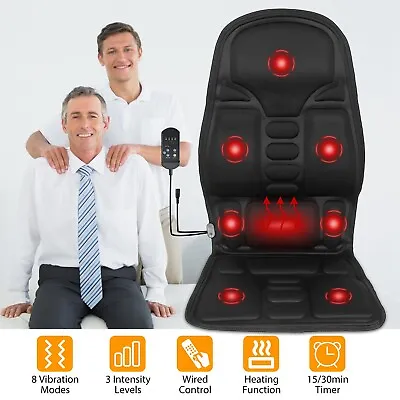 8 Modes Massage Seat Cushion Heated Back Neck Body Massager Chair For Home & Car • $36.99