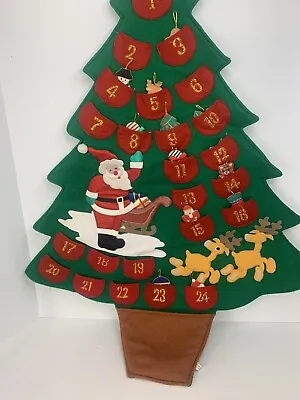 Vintage Christmas Countdown Advent Calendar 24 X 34 Felt Wall Hanging Decor Tree • $35.99