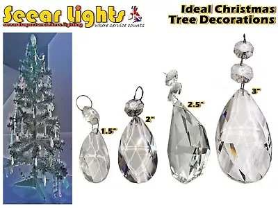 Chandelier Oval Spare Crystals Glass Drops Droplets Christmas Tree Decorations • £13.92