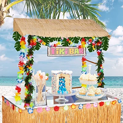 $131.49 • Buy 45 Pcs Tiki Bar Hut Sets Tropical Tabletop Hut Tiki Bar Roof Hawaiian Grass Tiki