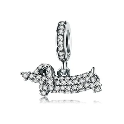 Dachshund Doxie Wiener Dog 925 Sterling Silver European Charm Bead For Bracelet • $10.50