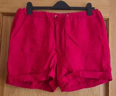 M&S Collection PURE LINEN Ladies Red Shorts IMMACULATE Holiday SIZE 14 • £6.50