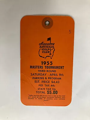 1955 MASTERS GOLF BADGE TICKET #5 Augusta National Cary Middlecoff Wins • $850