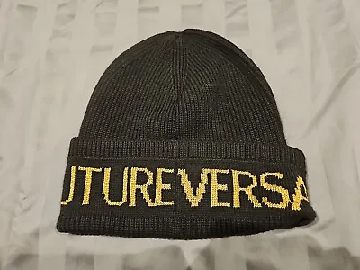 Versace Jeans Couture BiG BEANIE GOLD LOGO MENS HAT Made Italy 🇮🇹  • $99