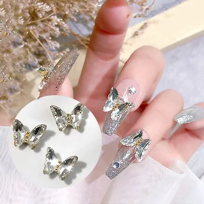 100+ Design Butterfly Nail Decorations DIY Nail Art Charms Accessories Manicure • £1.19