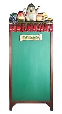 Vintage Folding Wooden A Frame Sidewalk Green Chalkboard Business 3D Cafe Sign • $319.20