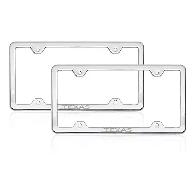 License Plate Frame Tag Holder For Chevrolet Malibu Steel Texas Silver 2 Pcs • $29.90