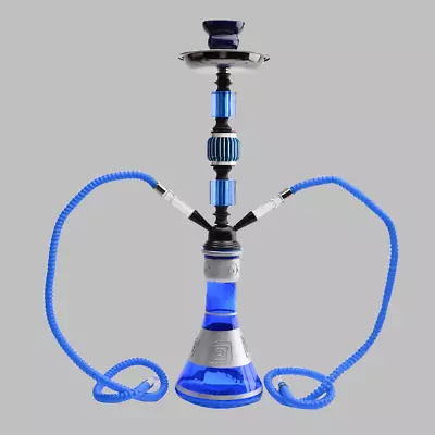 Traditional Collectible Gift Glass Shisha Hookah Complete Set Blue 2 Hose 54cm • $81.85