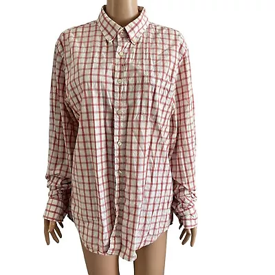 J Crew Shirt Mens L Checks Red White Shirtings Tailored Fit Casual Gingham • $16