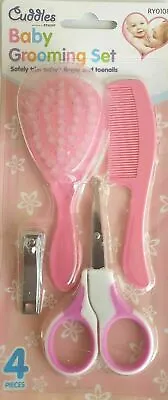 £3.99 • Buy Baby Grooming Kit Brush And Comb Set Nail Clipper Soft & Gentle For Baby Pink 
