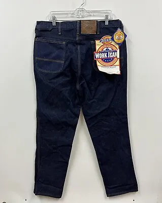 Vintage Dickies Work Jeans Mens 37x32 Blue Indigo Denim Straight Regular • $27.88