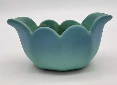 Vintage Handcrafted Van Briggle Pottery Bowl Vase Turquoise Blue Flower Frog • $31.95